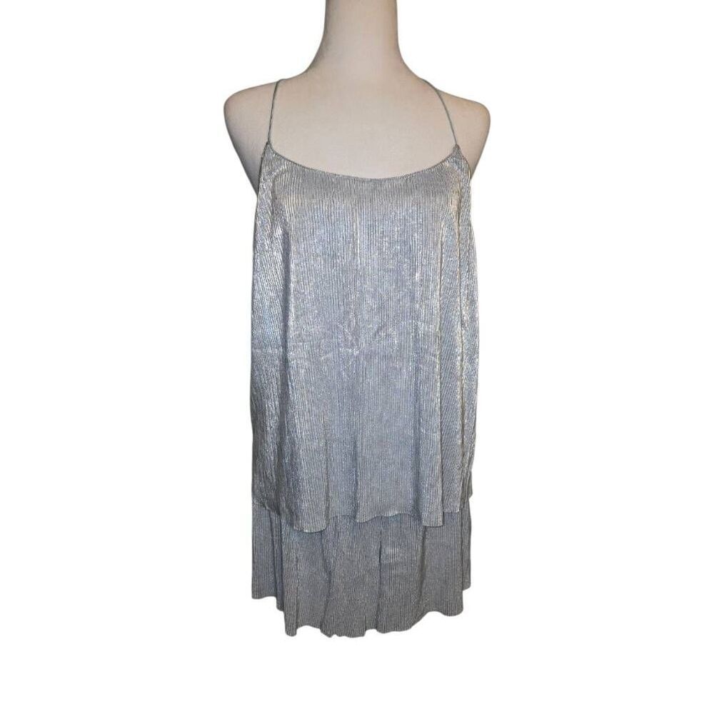 Victoria's Secret Women's Size Large Silver Pleated 2pc Shorts Pajama Lounge Set